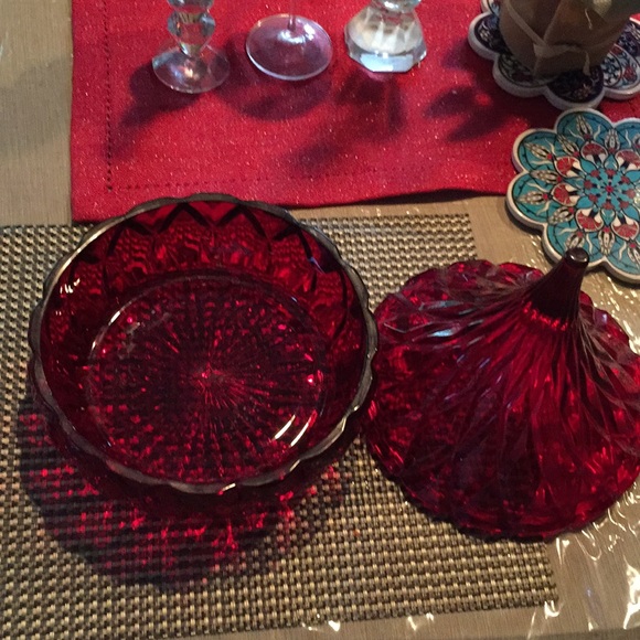 Huge Godinger Red Heavy Crystal Candy Dish NeverUsed - Picture 4 of 5